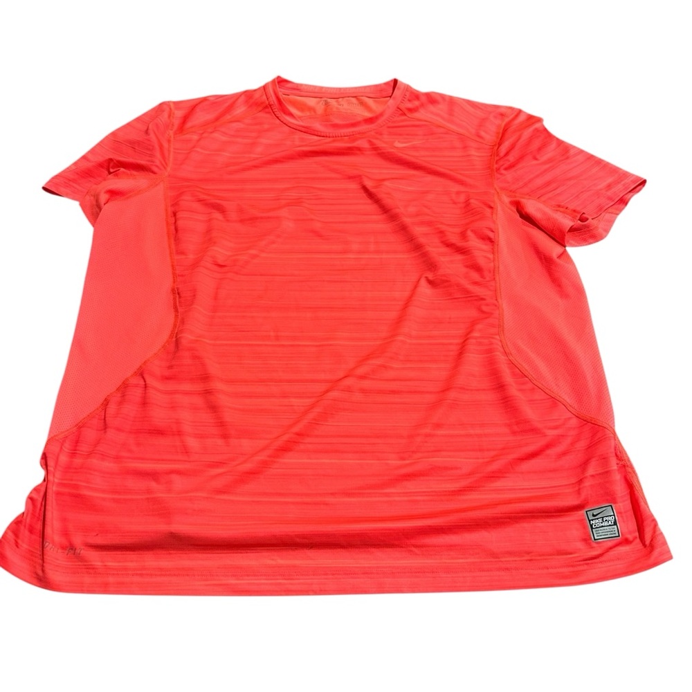 Nike Pro Combat Men’s Short Sleeve Neon Orange Sports Tee Size XXL